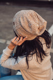 ADULT SLOUCHY BEANIE - TAN RIB KNIT - Flynn Jaxon