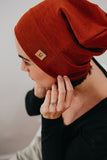 ADULT SLOUCHY BEANIE - RUST KNIT - Flynn Jaxon
