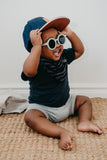 BANDANA BIB - ASHER (Navy+Charcoal Stripe) - Flynn Jaxon