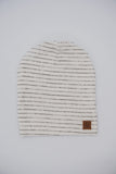 ADULT SLOUCHY BEANIE - CREAM STRIPE KNIT - Flynn Jaxon