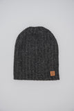 ADULT SLOUCHY BEANIE - CHARCOAL RIB KNIT - Flynn Jaxon
