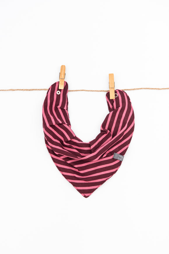 BANDANA BIB - AMBER (Burgundy + Pink Stripe)