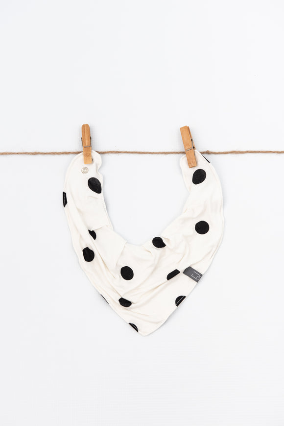 BANDANA BIB - PIPER (White + Black Spot)