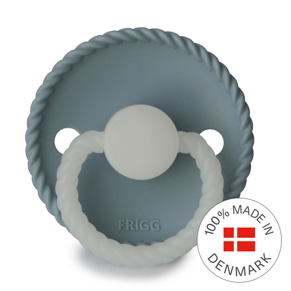 FRIGG Rope Night - Round Silicone Pacifier - Stone Blue