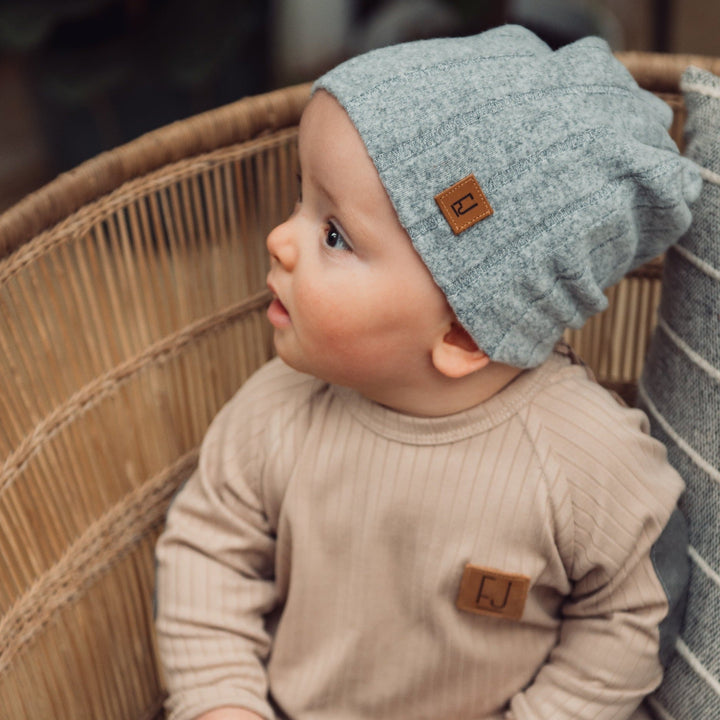 Slouchy Beanie | Zion (Grey Brushed Rib Knit)