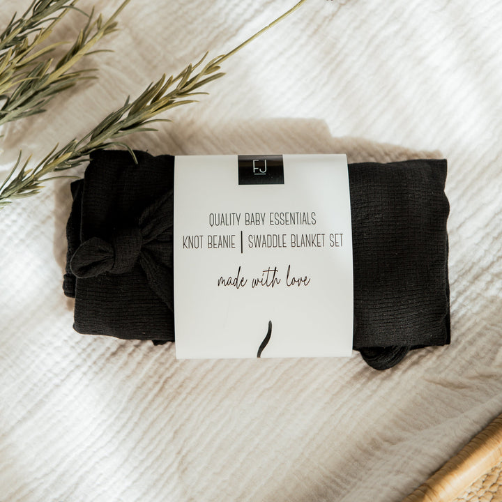 Knot Beanie Swaddle Set Bundle | Black