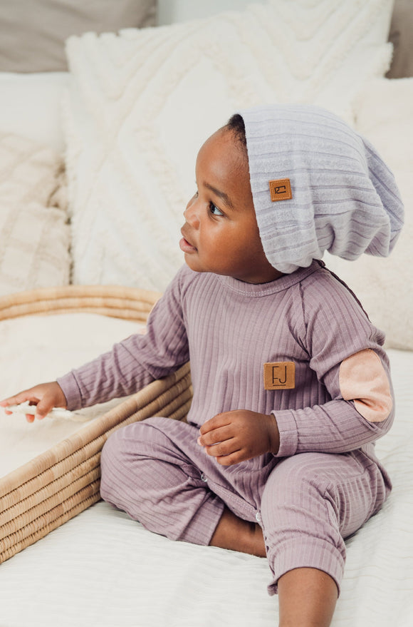 SLOUCHY BEANIE - MAEVE (Lilac Brushed Rib Knit)