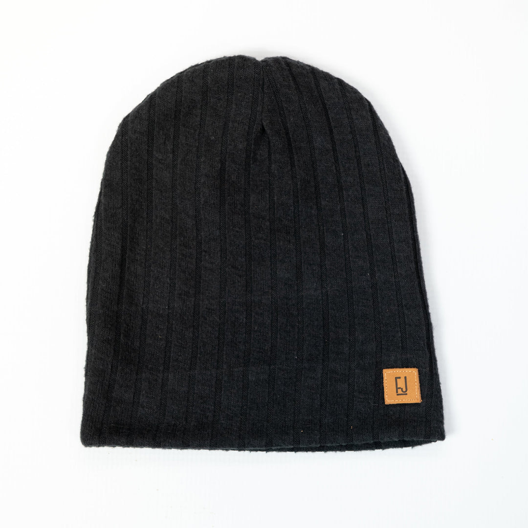 Slouchy Beanie | Kai (Black Brushed Rib Knit)