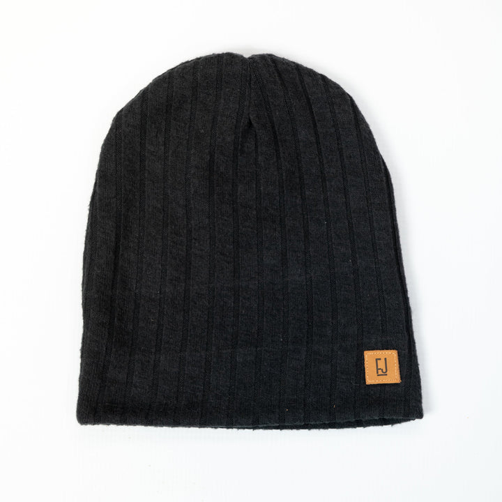 Slouchy Beanie | Kai (Black Brushed Rib Knit)