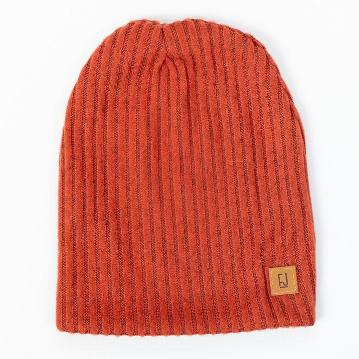 Slouchy Beanie | Otis (Rust Brushed Rib Knit)