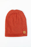 SLOUCHY BEANIE - OTIS (Rust Brushed Rib Knit)