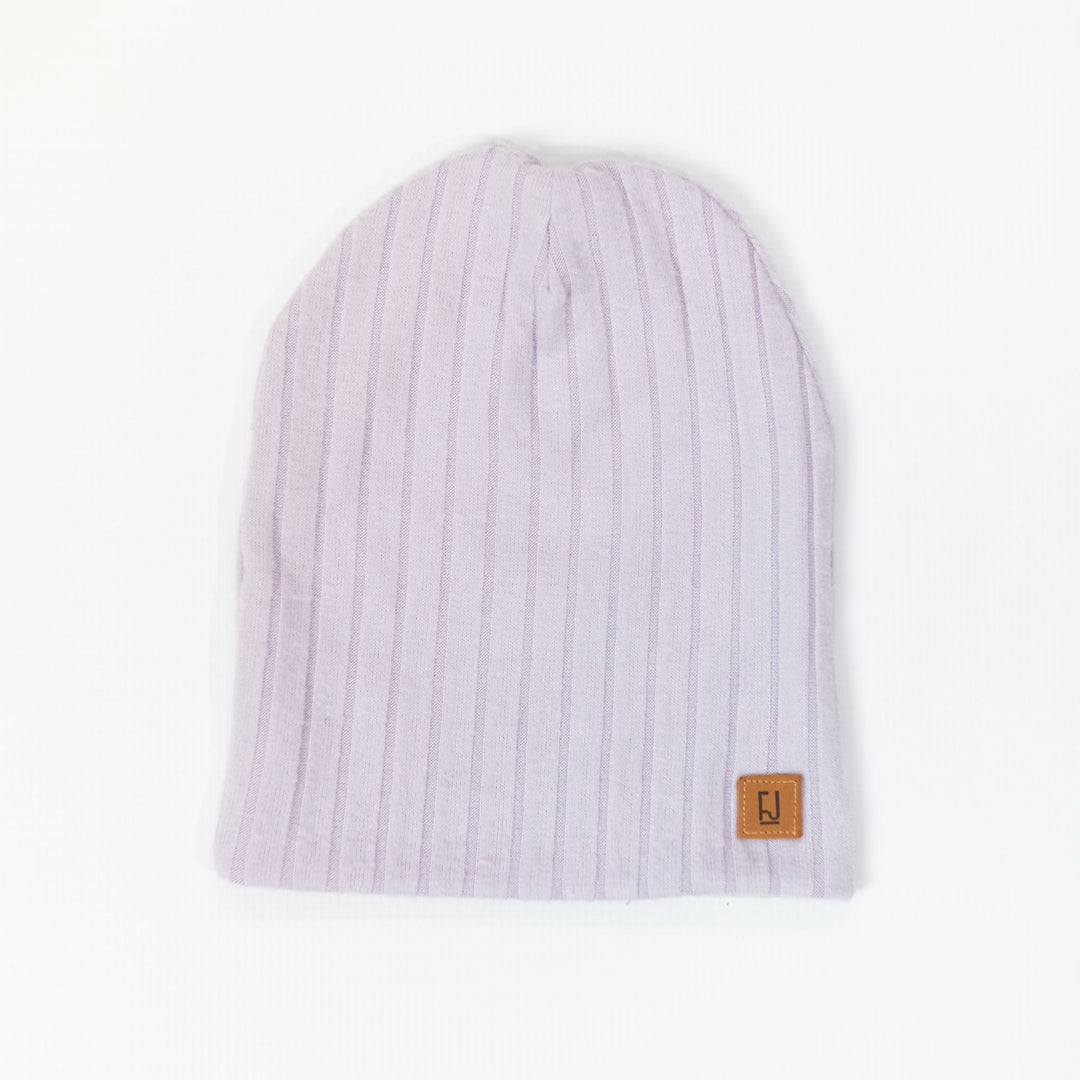 Adult Slouchy Beanie | Lilac Rib Knit