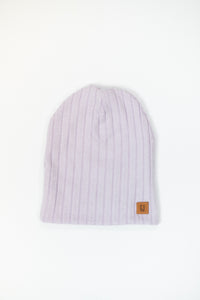 ADULT SLOUCHY BEANIE - LILAC RIB KNIT