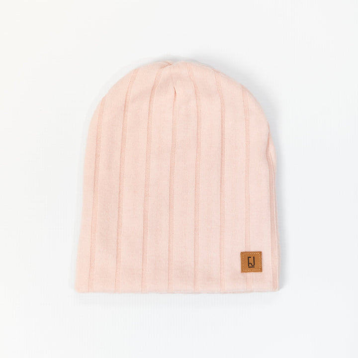Slouchy Beanie | Leah (Peach Brushed Rib Knit)