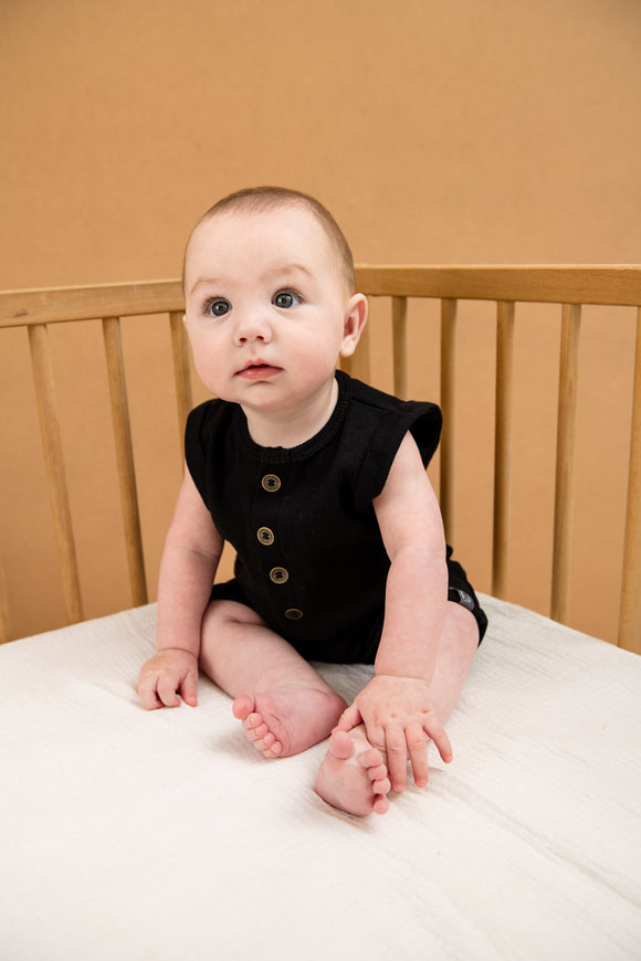 SLEEVELESS PLAYSUIT - BLACK