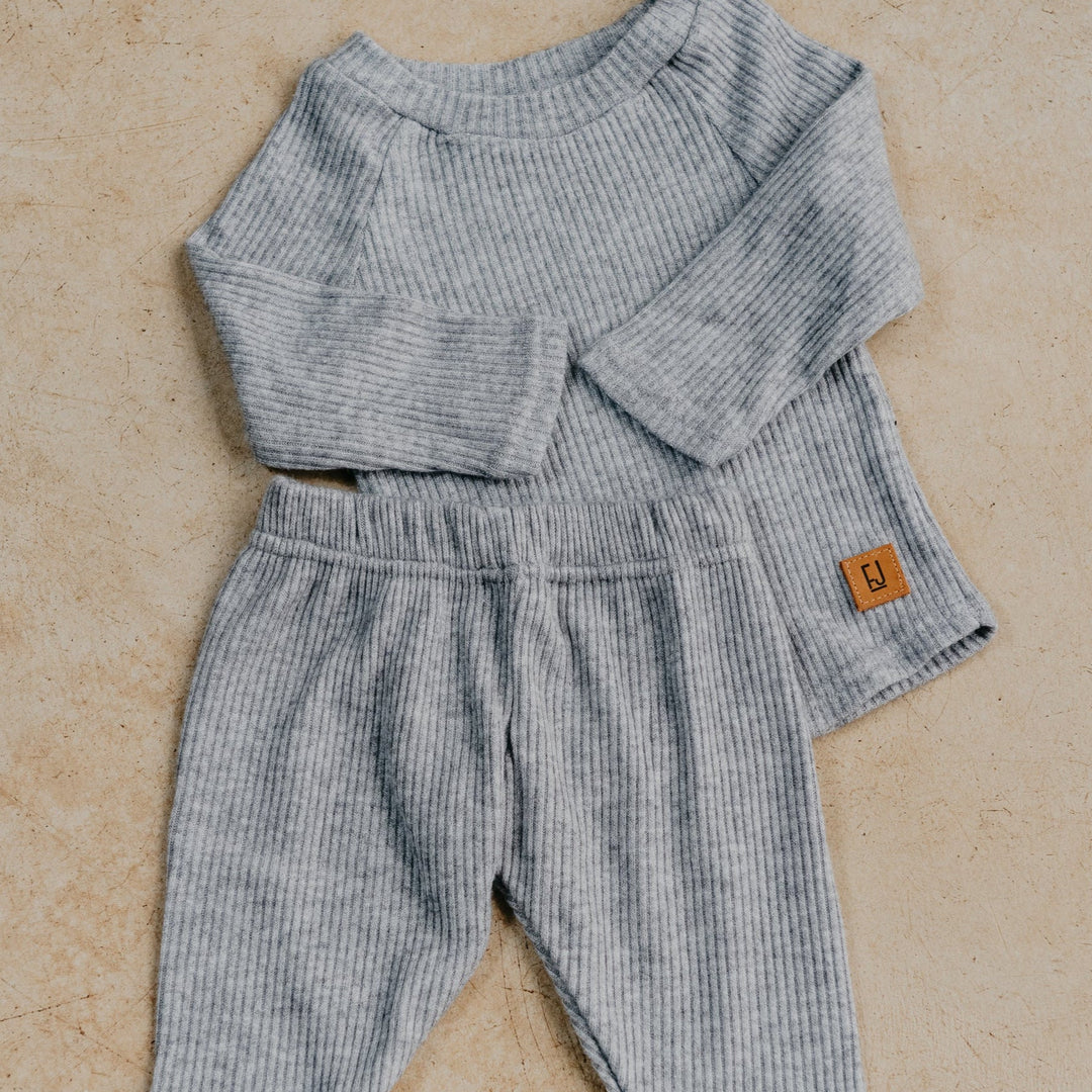 Baby Luxe Rib Set | Grey Melange