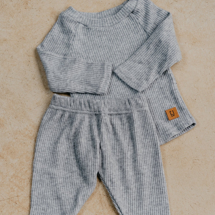 Baby Luxe Rib Set | Grey Melange