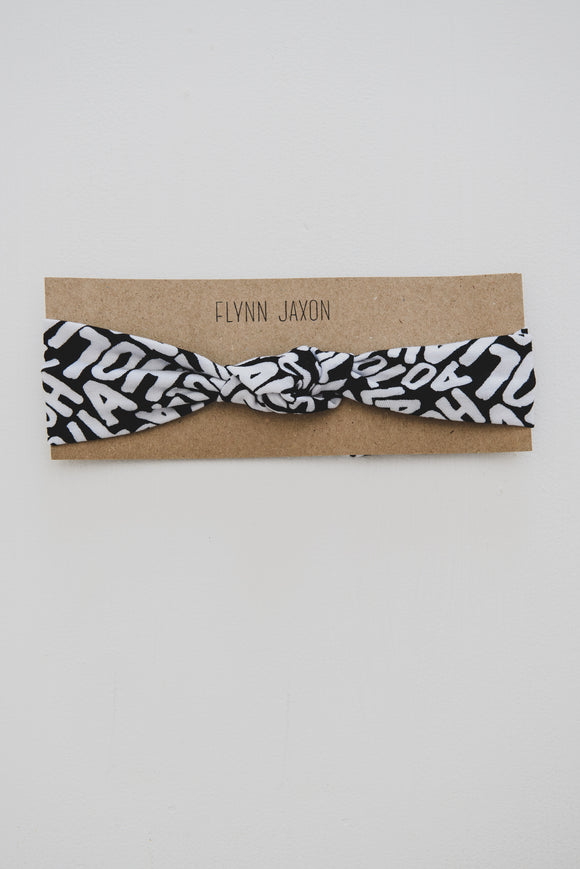 HEADBAND - HOLLA (Black + White Text) - Flynn Jaxon