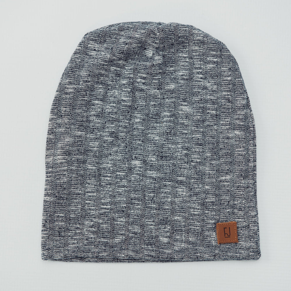 SLOUCHY BEANIE - LUKA (Blue Rib Knit) - Flynn Jaxon