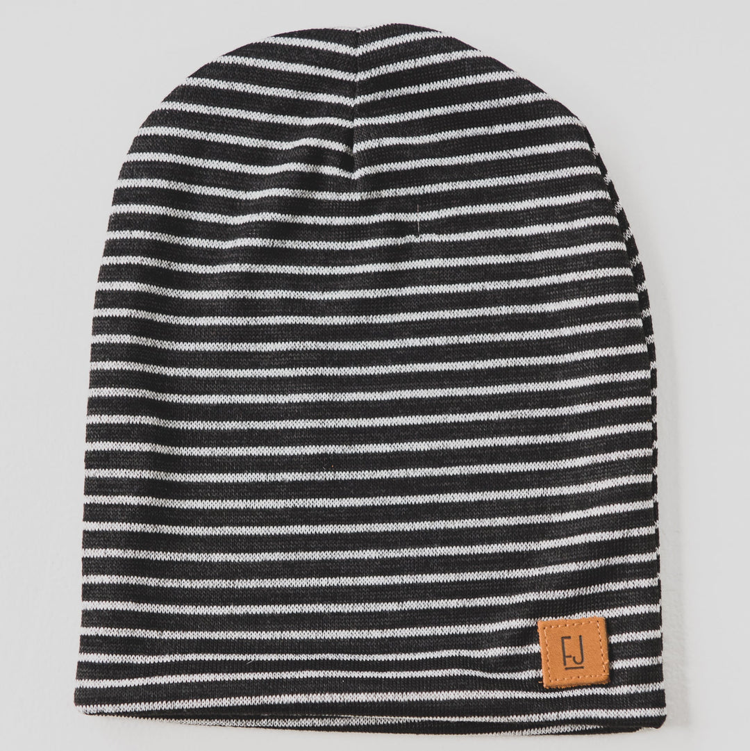 SLOUCHY BEANIE - BANDIT (Black Stripe Knit) - Flynn Jaxon