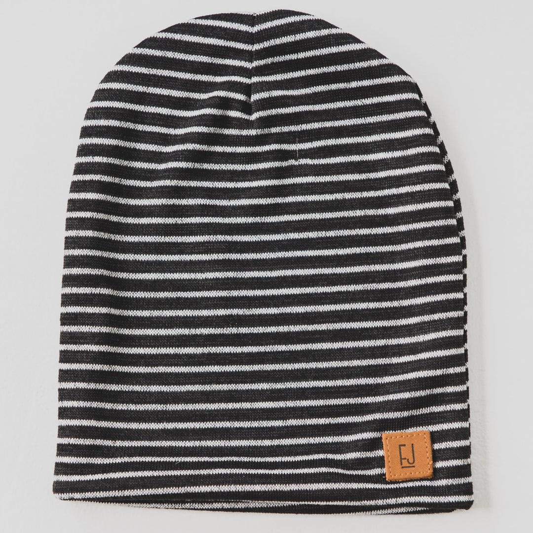 ADULT SLOUCHY BEANIE - BLACK STRIPE - Flynn Jaxon