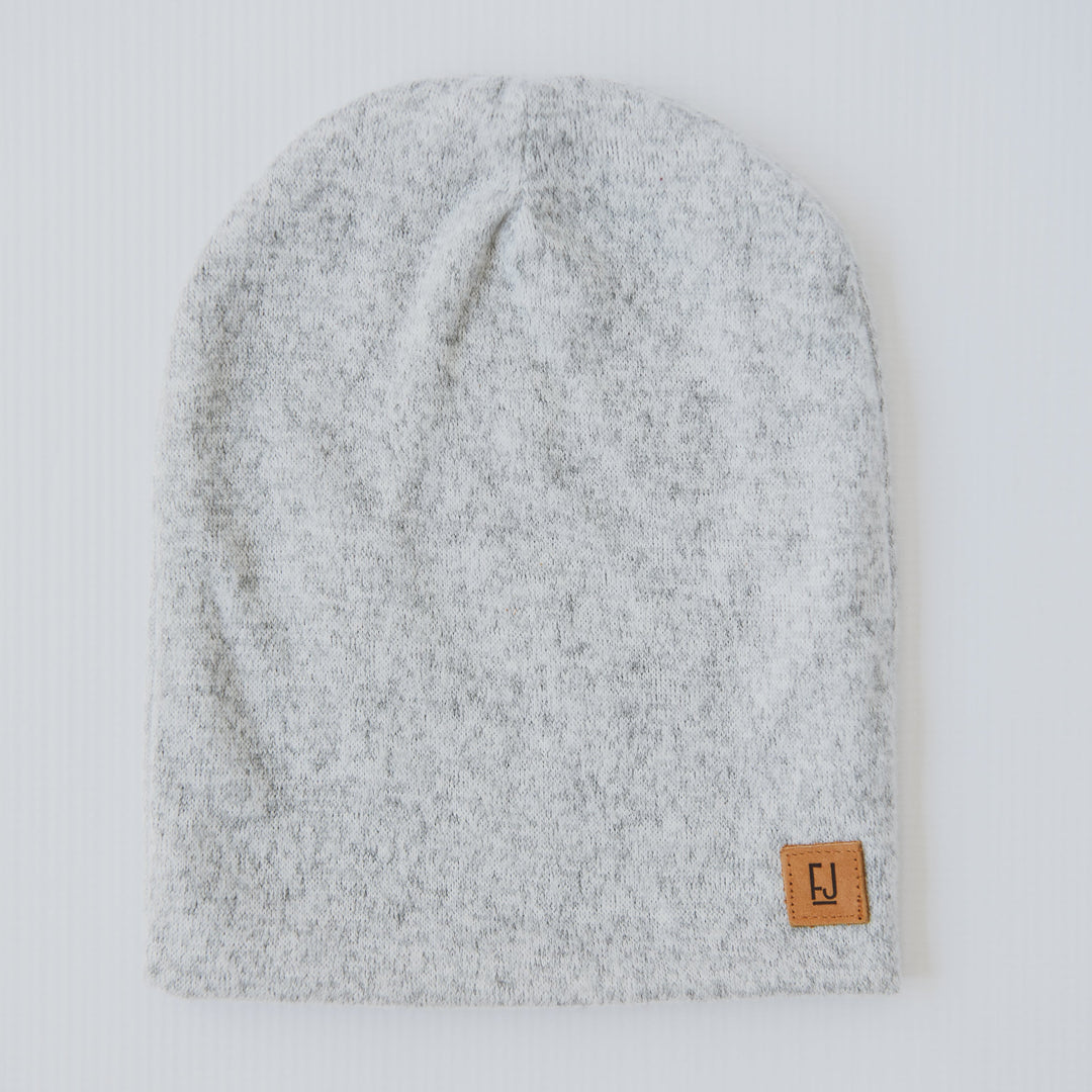 SLOUCHY BEANIE - JUNIPER (Light Grey Melange Knit) - Flynn Jaxon