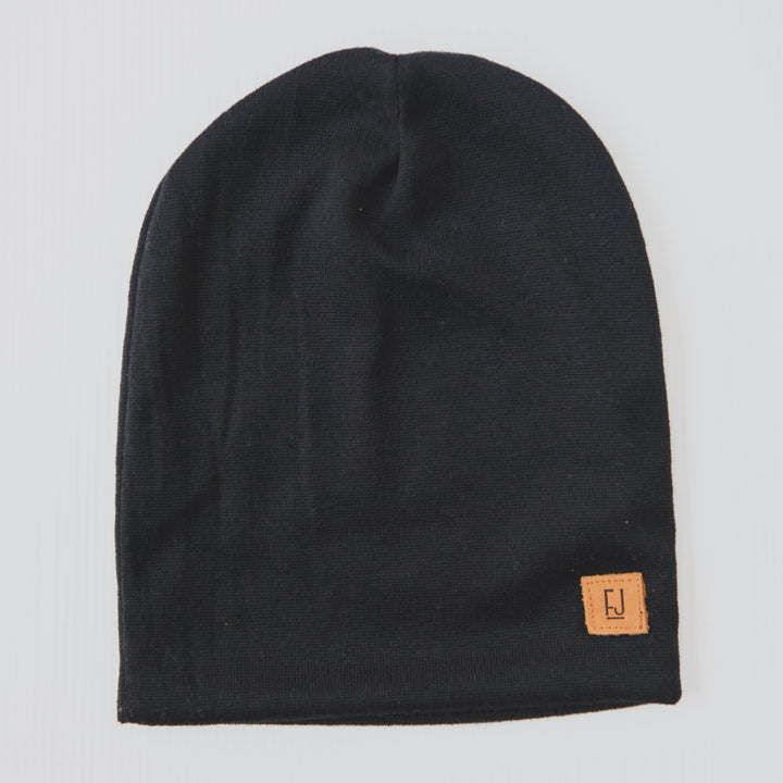 ADULT SLOUCHY BEANIE - BLACK KNIT - Flynn Jaxon