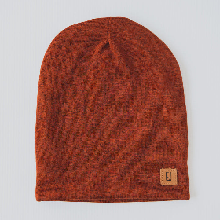 SLOUCHY BEANIE - LEX (Rust Knit) - Flynn Jaxon