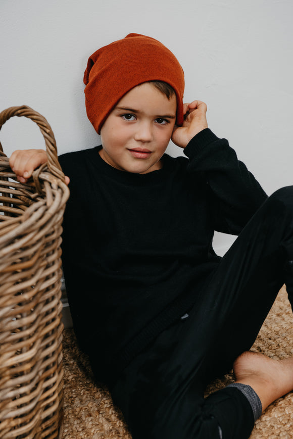 SLOUCHY BEANIE - LEX (Rust Knit) - Flynn Jaxon