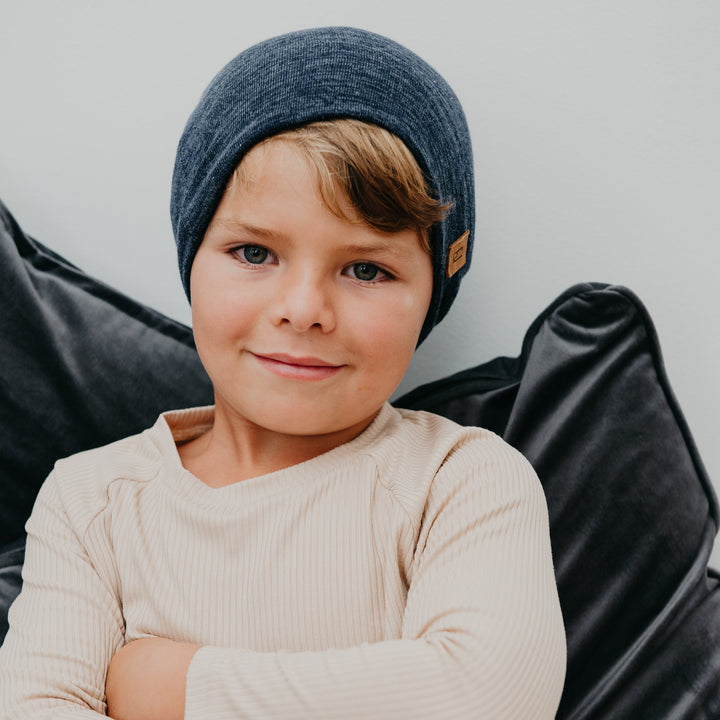 SLOUCHY BEANIE - BEAR (Blue Melange Knit) - Flynn Jaxon