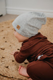 SLOUCHY BEANIE - JUNIPER (Light Grey Melange Knit) - Flynn Jaxon