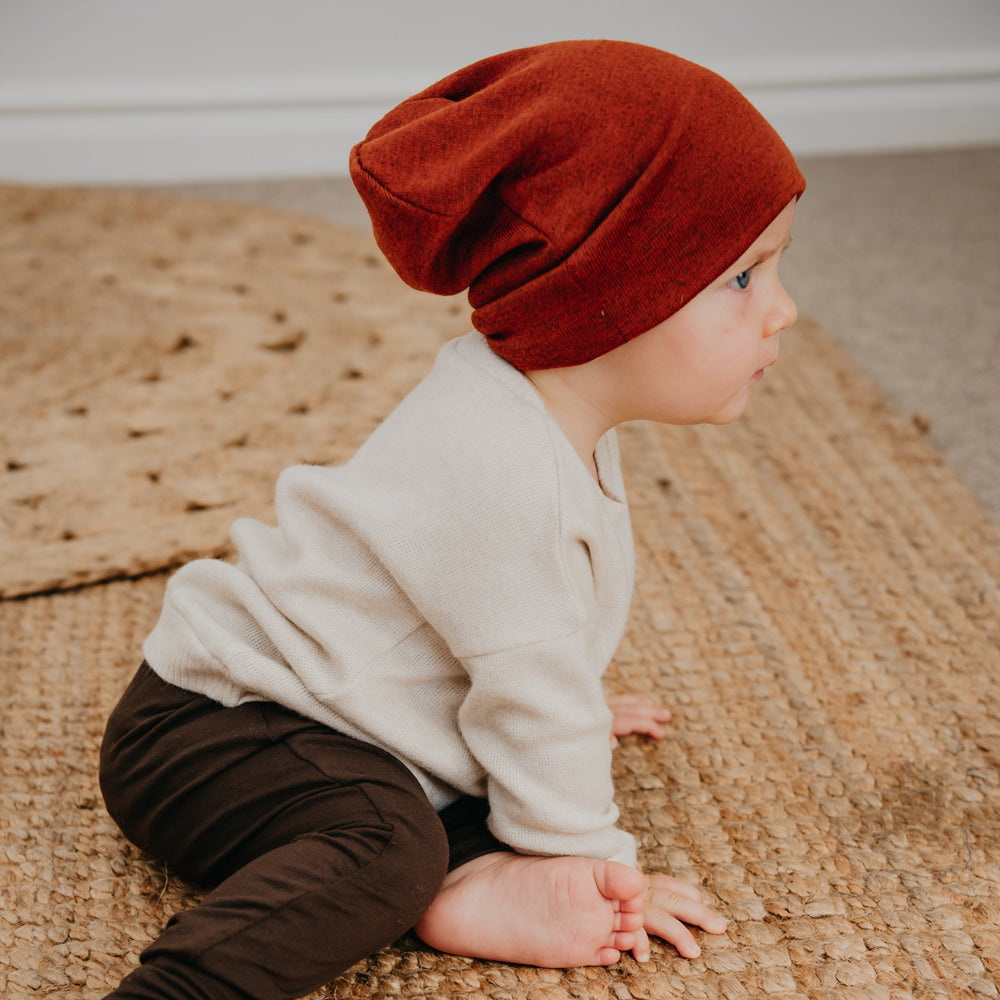 SLOUCHY BEANIE - LEX (Rust Knit) - Flynn Jaxon