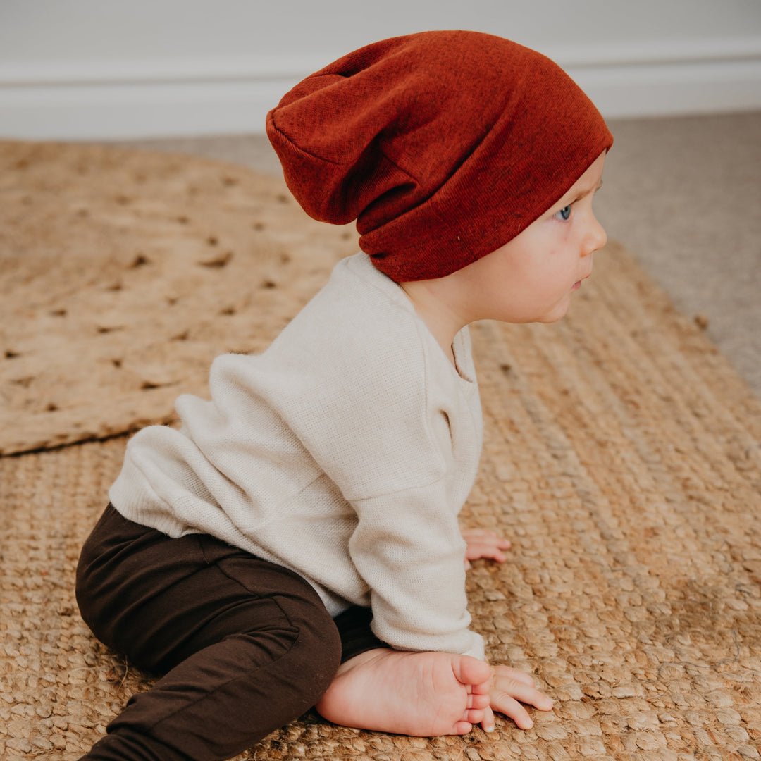 SLOUCHY BEANIE - LEX (Rust Knit) - Flynn Jaxon