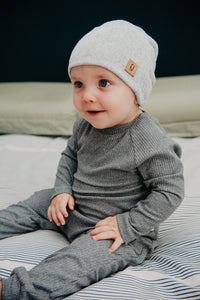 SLOUCHY BEANIE - JUNIPER (Light Grey Melange Knit) - Flynn Jaxon