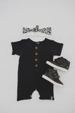 BUTTON PLAYSUIT - BLACK SLEEVED - Flynn Jaxon