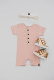 BUTTON PLAYSUIT - BLUSH SLEEVED - Flynn Jaxon