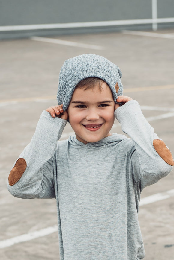 SLOUCHY BEANIE - ELI (Grey Rib Knit) - Flynn Jaxon