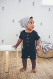 BUTTON PLAYSUIT - BLACK SLEEVED - Flynn Jaxon