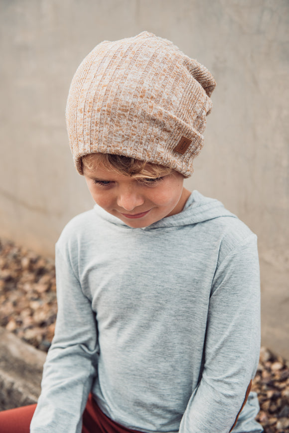 SLOUCHY BEANIE - RUSS (Tan Rib Knit) - Flynn Jaxon