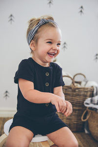 BUTTON PLAYSUIT - BLACK SLEEVED - Flynn Jaxon