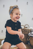 BUTTON PLAYSUIT - BLACK SLEEVED - Flynn Jaxon