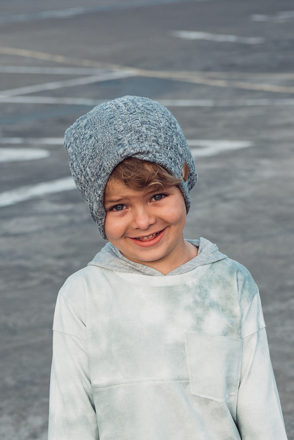 SLOUCHY BEANIE - LUKA (Blue Rib Knit) - Flynn Jaxon