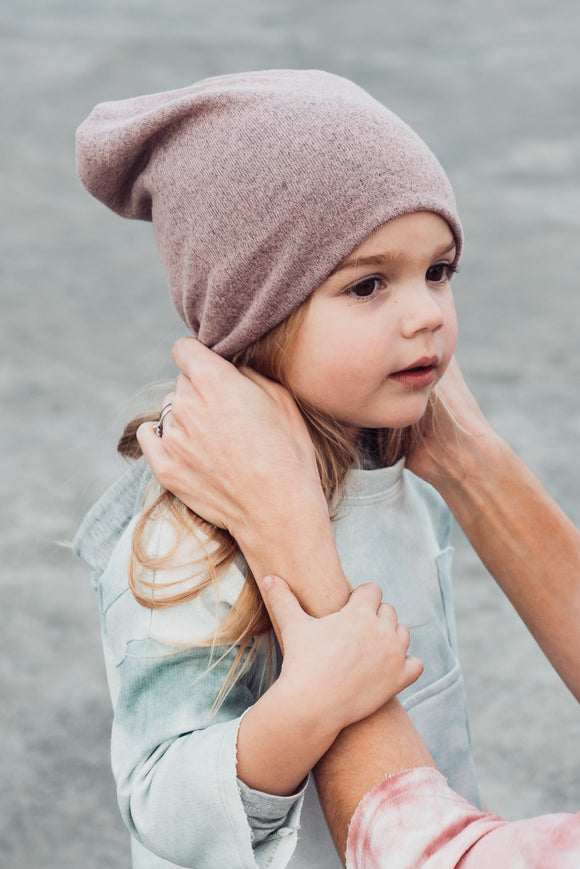 SLOUCHY BEANIE - LIV (Dusky Rose Knit) - Flynn Jaxon