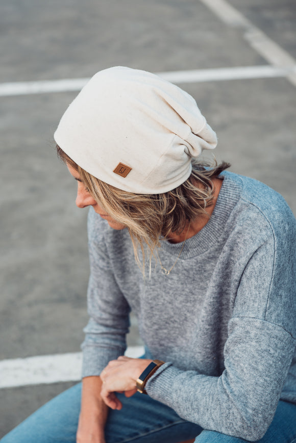 ADULT SLOUCHY BEANIE - OATMEAL KNIT - Flynn Jaxon