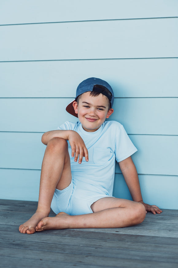 LOUNGEWEAR SHORT SET - POWDER BLUE - Flynn Jaxon