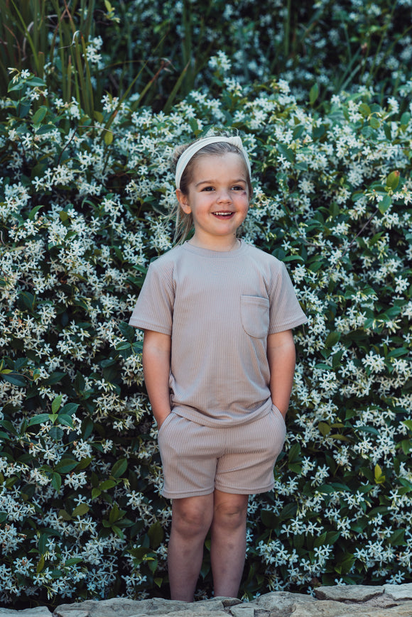 LOUNGEWEAR SHORT SET - BISCUIT - Flynn Jaxon