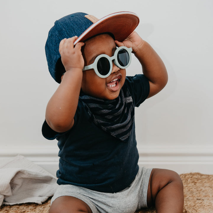 BANDANA BIB - ASHER (Navy+Charcoal Stripe) - Flynn Jaxon