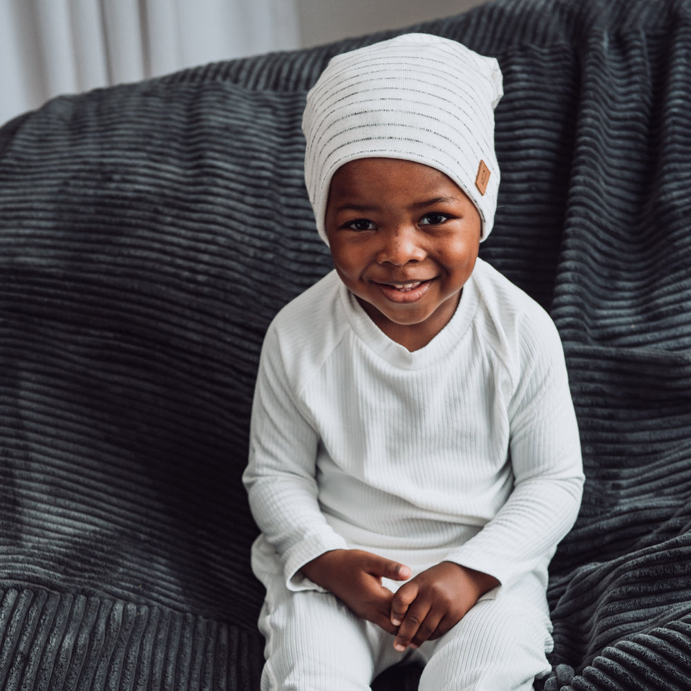 SLOUCHY BEANIE - RORY (Cream Stripe) - Flynn Jaxon
