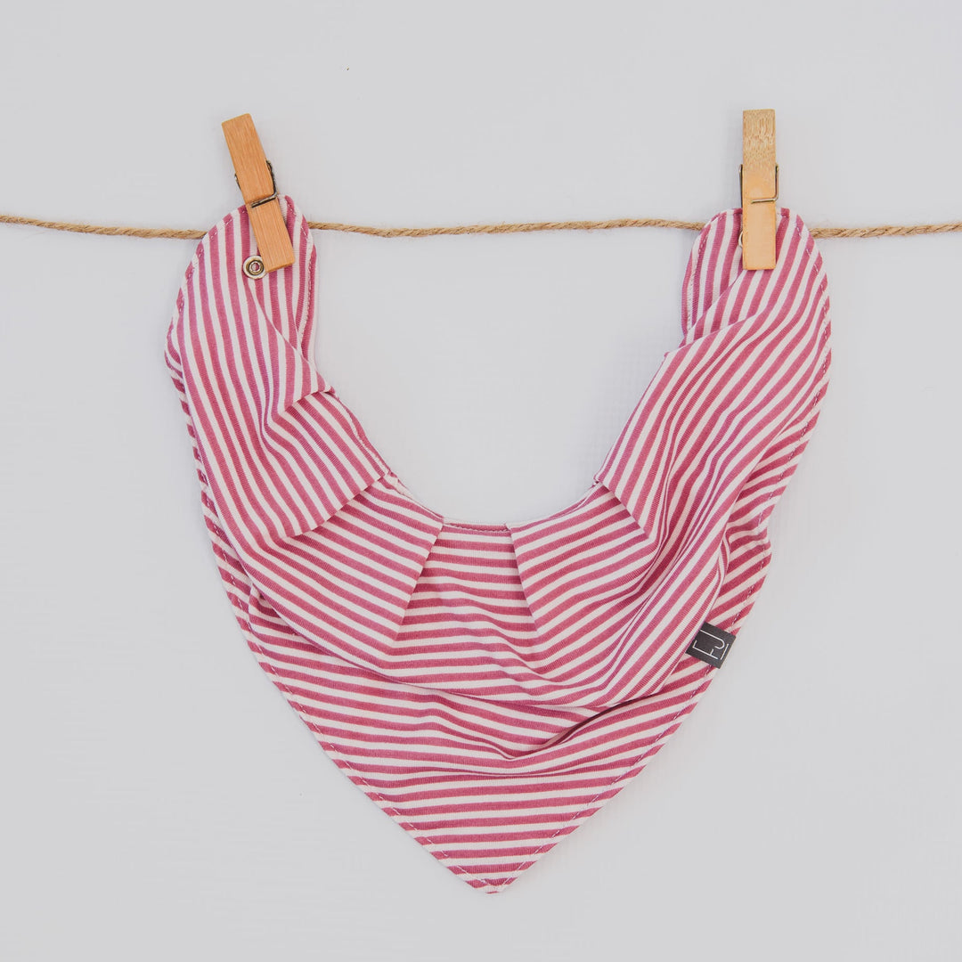 BANDANA BIB - DELILAH (Pink+Milk Stripe) - Flynn Jaxon