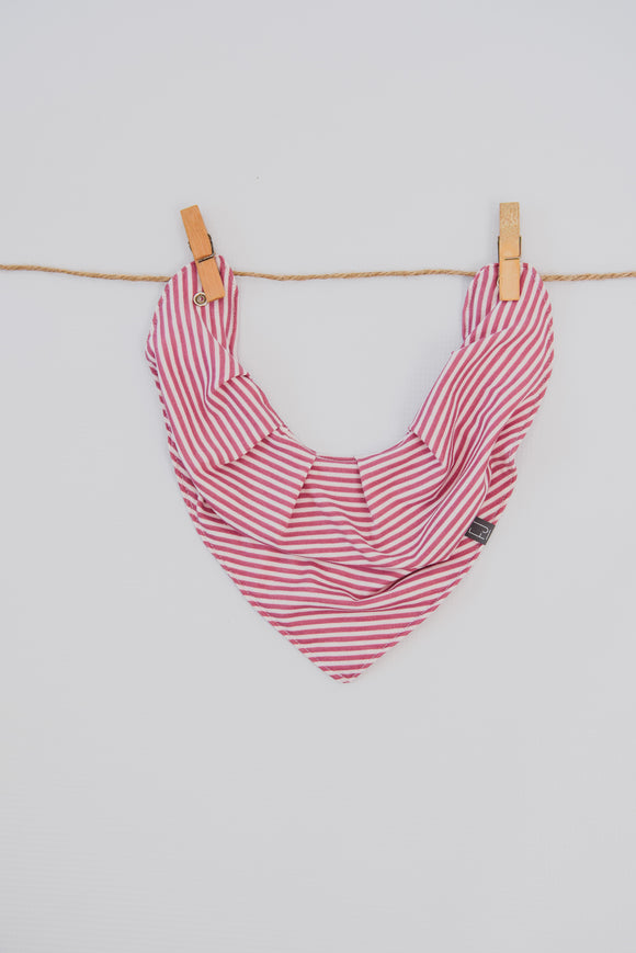 BANDANA BIB - DELILAH (Pink+Milk Stripe) - Flynn Jaxon